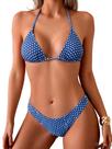 Conjunto de biquíni ZAFUL, maiô feminino Halter Triangle High Cut, azul marinho