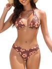 Conjunto de biquíni ZAFUL Sexy Halter Floral Triangle de cintura baixa para mulheres
