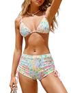 Conjunto de biquíni ZAFUL, shorts xadrez triangulares, tamanho M