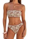 Conjunto de biquíni ZAFUL Strapless Texturizado Bandeau, 2 peças Coffee S