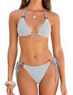 Conjunto de biquíni ZAFUL Triangle para mulheres, roupa de banho texturizada azul