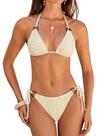 Conjunto de biquíni ZAFUL Triangle para mulheres, roupa de banho texturizada bege