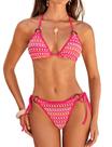 Conjunto de biquíni ZAFUL vermelho com amarração lateral e top halter tamanho G