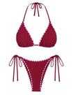 Conjunto de biquíni ZAFUL Wine Red High Cut Tanga para mulheres tamanho M