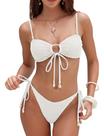 Conjunto de biquíni ZAFUL Women O Ring Fishnet Swimsuit branco tamanho M Conjunto de biquíni ZAFUL Women O Ring Fishnet Swimsuit branco tamanho M