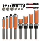 Conjunto de bits de roteador CSOOM, 8 unidades, 4 acabamentos embutidos e 4 acabamentos embutidos padrão