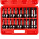 Conjunto de bits hexagonais WETT 1/2 Drive Master Impact 20 peças SAE e Metric