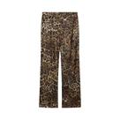 Conjunto De Blazer Com Estampa De Leopardo E Calças De Corte Reto Para Mulheres, 2 Peças, Traje De