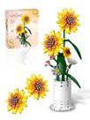Conjunto de blocos de construção AMSHINE, buquê de flores de girassol com vaso