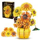 Conjunto de blocos de construção chanbrick Sunflower com vaso Van Gogh 1009 unidades