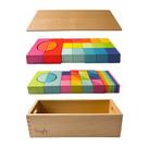 Conjunto de blocos de construção Quiggly Montessori Wooden Rainbow 68 unidades