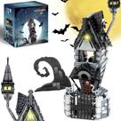 Conjunto de blocos de construção Usoway Haunted Village House com LED 766 unidades Conjunto de blocos de construção Usoway Haunted Village House com LED 766 unidades