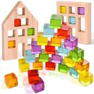 Conjunto de blocos de construção Woodtoe Rainbow Gem Cubes 24 unidades para crianças Conjunto de blocos de construção Woodtoe Rainbow Gem Cubes 24 unidades para crianças