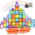Conjunto de Blocos de Montar com Peças Magnéticas HOTERA 125 Peças com Carrinhos Conjunto de Blocos de Montar com Peças Magnéticas HOTERA 125 Peças com Carrinhos