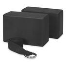 Conjunto de blocos e alças de ioga Gaiam, pacote com 2 - preto