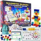 Conjunto de blocos magnéticos OLEZAR, 40 unidades com quadro e kit de matemática para crianças de 4 a 8 anos
