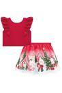 Conjunto de Blusa Cropped e saia em super cetim com shorts embutido