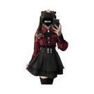 Conjunto De Blusa De Renda Yami Kawaii Para Meninas Pequenas Com Saia Mini Sexy Gothic Lolita E Top