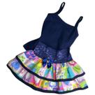 Conjunto de blusa e Saia com babados coloridos para bebê
