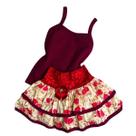 Conjunto de blusa e Saia com babados coloridos para bebê