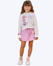 Conjunto de Blusão Boxy em Molecotton e Shorts-Saia em Moletom sem Pelúcia Infanti Feminino Infanti 90829