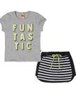 Conjunto de blusinha com short saia infantil menina fun livy