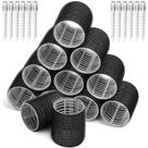 Conjunto de bobes para cabelo Acejoz, rolos grandes com presilhas, preto