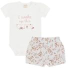 CONJUNTO DE BODY E SHORTS BABADINHO EM ALGODÃO EGIPICIO MINI&ampCOO