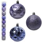 Conjunto de bola de natal lilás com 9 peças mista 6cm com brilho e fosca - bolas grande