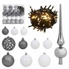 Conjunto de bolas de Natal vidaXL de 120 peças com pico e 300 LEDs