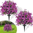 Conjunto de bolas de topiaria de buxo artificial com flores violetas x2 Conjunto de bolas de topiaria de buxo artificial com flores violetas x2