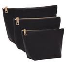 Conjunto de bolsa de maquiagem Glamlily Black Nylon Zipper 3 tamanhos femininos Conjunto de bolsa de maquiagem Glamlily Black Nylon Zipper 3 tamanhos femininos