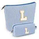 Conjunto de bolsa de maquiagem mibasies Blue L para mulheres e meninas x2