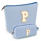 Conjunto de bolsa de maquiagem mibasies Blue P para mulheres e meninas x2