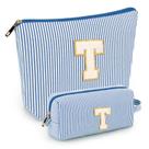Conjunto de bolsa de maquiagem mibasies Blue T para mulheres e meninas x2