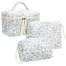 Conjunto de bolsa de maquiagem PAZIMIIK Vintage com zíper acolchoado para mulheres