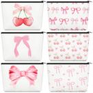 Conjunto de bolsa de maquiagem Yeyeplum Cute Bow Pink, bolsa de cosméticos 6 unidades