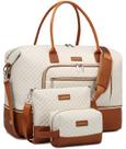 Conjunto de Bolsa Duffel CLOKARS Weekender com Bolsa de Cosméticos e Transversal Bege