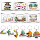 Conjunto de bolsas de cosméticos e chaveiros de metal Landical Florida Gift
