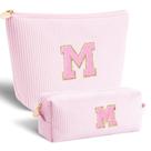 Conjunto de bolsas de cosméticos que combina com rosa e iniciais personalizadas