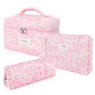 Conjunto de bolsas de maquiagem acolchoado de algodão hatende, 3 peças para mulheres e meninas