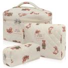 Conjunto de bolsas de maquiagem, bolsa de cosméticos florais acolchoada Gosect, 3 peças, branca