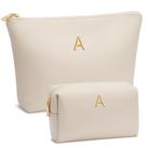 Conjunto de bolsas de maquiagem CLOUDWINGS Initial Personalized PU Leather