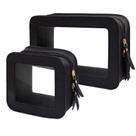 Conjunto de bolsas de maquiagem FFPaw Clear Black Waterproof Travel, 2 unidades