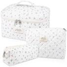 Conjunto de bolsas de maquiagem Gosect acolchoado de algodão floral branca