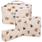 Conjunto de bolsas de maquiagem Gosect acolchoado de algodão floral para mulheres, 3 peças