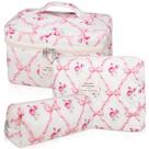 Conjunto de bolsas de maquiagem Gosect, bolsa de cosméticos florais acolchoada, 3 peças, rosa
