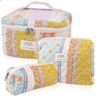 Conjunto de bolsas de maquiagem Gosect Bolsa de cosméticos florais acolchoada de algodão
