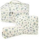 Conjunto de bolsas de maquiagem Gosect Quilted Large Floral Cosmetic Blue