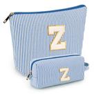 Conjunto de bolsas de maquiagem mibasies Blue Z para mulheres e meninas x2